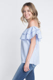 Women's Striped Off Shoulder Ruffle Stripe Blouse